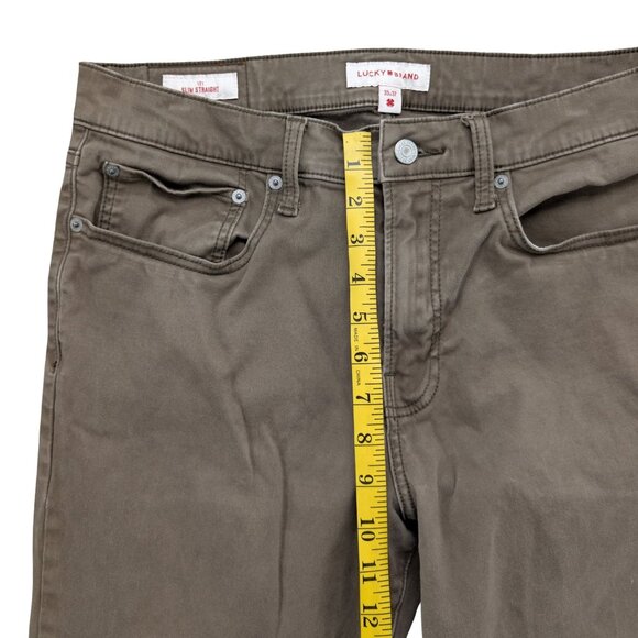 Lucky Brand 121 Slim Straight Jeans Mens Brown Cotton Stretch Denim Size 33x32 - Picture 10 of 13